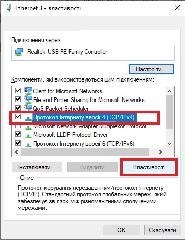 Властивості TCP/IP
